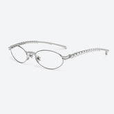 Gentle Monster Jennie - Barrette 02 Women's Fashion Jentle Salon Collection Sunglasses Oval Silver Diamond Metal Frame Trendy Eyewear Glasses Accessories Ngvp #9242