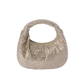 MiuMiu Wander Women's Metal Engraved Logo Detachable Chain Shoulder Strap Faux Crystal Embellished Shoulder Slanting Handbag Bag Bags #76744
