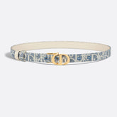 Dior 30 Montaigne Reversible Belt Women's Cowhide Stitching Logo Canvas Pattern Fashionable Versatile Width 3.5cm And 2cm #81239
