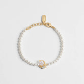 DIOR Dior Precious Clover Bracelet Gold-Finish Metal White Resin Pearls Crystal and Pink Lacquer #394557