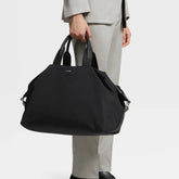 Zegna Ranglan Handbag Bags Black Technology Fabric Luggage Bag # 195388