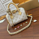 LOUIS VUITTON Speedy 18 Classic Monogram Flower Detachable Shoulder Strap Chain Handbag Shoulder Bag. Crossbody Bag Two-tone Bags Model: M24474 #81987A