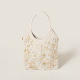 MiuMiu IVY Women's Solid Colour Floral Embroidery Steel Hardware Accessories Cotton Shoulder Crossbody Handbag Bag Bags #76742