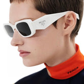 Prada Women's Triangle Logo Solid Color Acetate Irregular Shape Sunglasses Eyeglasses Glasses #72799
