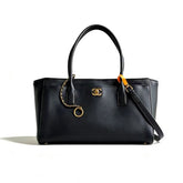 Chanel Cerf Tote Bag Women's Long Black Leather Clutch Elegant Evening & Casual Crossbody Bag #82721A