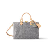 Louis Vuitton SPEEDY SOFT 30 Women's Brown Detachable Adjustable Strap Denim Shoulder Crossbody Bag Bags Tote #76455