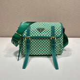 Prada Women's Monogram Printed Classic Triangle Logo Recycled Nylon with Cow Leather Shoulder Bag Bags #75665