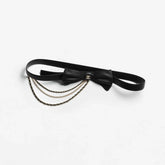 Chanel Women's Fashion Classic Solid Color Leather Bow Hand Woven Metal Chain Belt Accessories #78923
