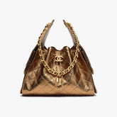 Chanel Women's Classic Double C Logo Solid Color Cowhide & Leather Tote Shoulder Bag Bags #77572