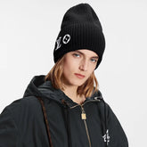 Louis Vuitton Women's Men's New Fall And Winter Pure Wool Cold Cap Knitted Logo Warm Wool Cap Black And White Trend #98238