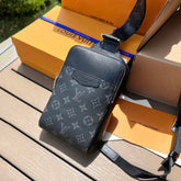 Louis Vuitton Outdoor Men's Black Adjustable Shoulder Strap Zipper Canvas Quilted Leather Monogrammed Shoulder Crossbody Bag Bags #76358
