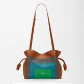 LOEWE Flamenco x Albers Medium Nappa Leather Flamenco Clutch Caramel Bright Green Logo Classic Cowhide Colorblocked Clutch Bag #332361