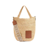 Loewe Women's Slit Adjustable Shoulder Strap Solid Color Woven Resort Style Raffia Mini Tote Crossbody Bag Bags #76331