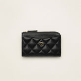 Chanel Diamond Pattern Design Brand Logo Grained Calfskin Card Holder Wallet #262345