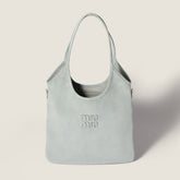 MiuMiu Light Blue Ivy Tote Bag Fashionable Casual Large-capacity Shoulder Bag With Handles Solid Color Logo Suede Bags #84214A