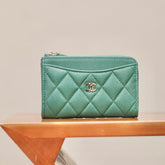 Chanel Women's Solid Color Card Case Zipper Closure Leather Wallet Coin Purse Bags Bag #71929