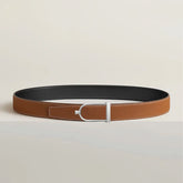 Hermes Men's Women's Leather Belt Buckle Double Sided Cowhide Silver Gold Buckle Fashion Belt Accessories Width 32MM Ngvp #1622