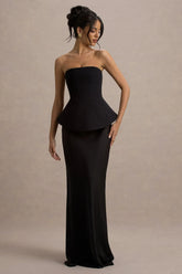 Ohio | Black Strapless Corset Maxi Dress