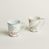 Hermes Animaux Nattes White Mug In Bone China With Colorful Animal Prints Two Piece Cups Mugs Accessories #75467