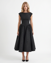 Anna Flare Midi Dress - Black