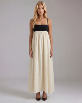 Aria Patchwork Slip Maxi Dress - Black & White