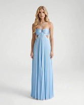 Aurora Pleated Cutout Maxi Dress - Light Blue