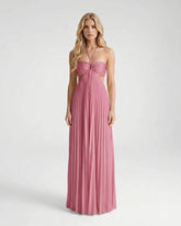 Aurora Pleated Cutout Maxi Dress - Pink