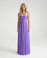 Aurora Pleated Cutout Maxi Dress - Purple