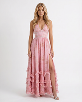 Bianca Ruffle Maxi Dress - Ballet Rose