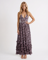 Bianca Ruffle Maxi Dress - Midnight Bloom