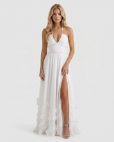 Bianca Ruffle Maxi Dress - Powder Bloom