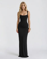 Cerene Corset Maxi Dress - Black