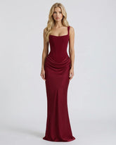 Cerene Corset Maxi Dress - Burgundy