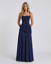 Charlotte Ruched Maxi Dress - Navy