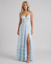 Dahlia Floral Corset Maxi Dress - Blue