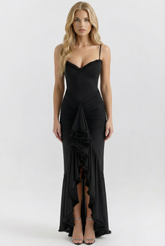 Gabbi Ruffle Maxi Dress - Black