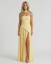 Genevieve Strapless Asymmetric Maxi Dress - Yellow