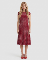 Greer Polka Dot Midi Dress - Burgundy