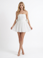 Katrina Strapless Sequin Sparkle Mini Dress - Ivory