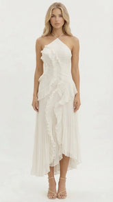 Nathalie Ruffle Maxi Dress - White