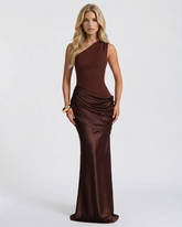 Noelle Draped Maxi Dress - Brown