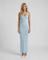 Rachel Sequin Scoop Neck Bodycon Maxi Dress - Light Blue