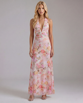 Sarah Plunge Maxi Dress - Pink