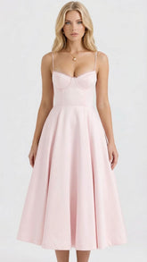 Selene Sweetheart Midi Dress - Pink