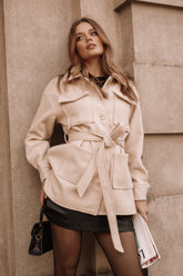 Cazadora camisera con nudo Arlow - Crema