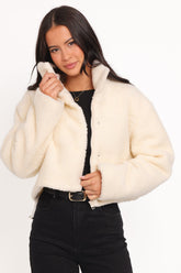Abrigo acolchado Katerina de forro polar - Blanco