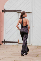 Mono Bentley con cuello halter - Lunares negros