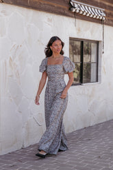 Mono Jayda de manga abullonada - Estampado floral gris