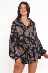 Pali Romper - Estampado floral negro
