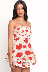 Romper sin tirantes Romia - Rojo Beige Amapola